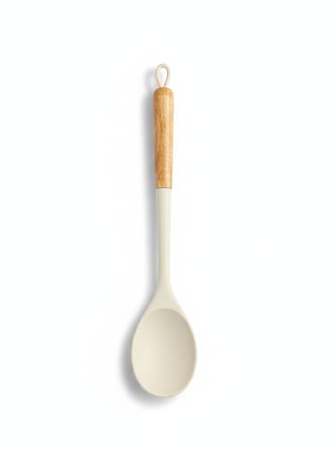 COOKING SPOON WOODEN HANDLE SILICONE